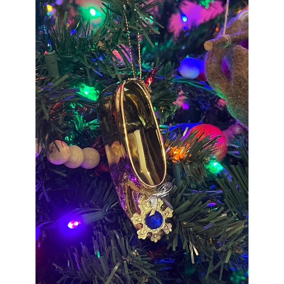 Vintage Gold Glass Slipper Tree Ornaments from Sears set of 6 - Picture 5 of 10